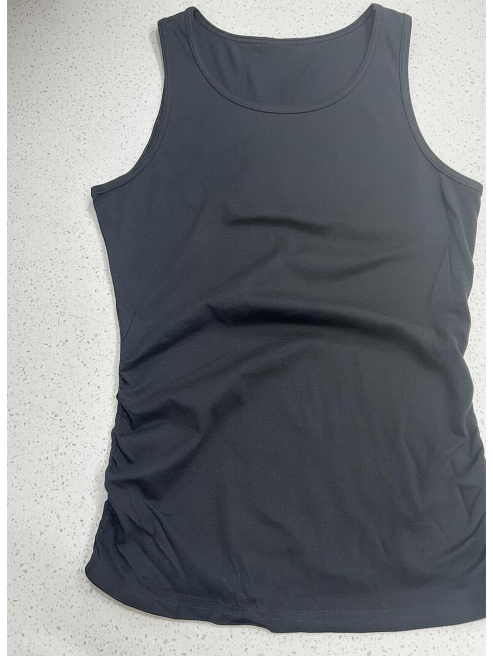 Pact Organic Cotton Black Maternity Ruched Tank Top NWT Large - Picture 5 of 9